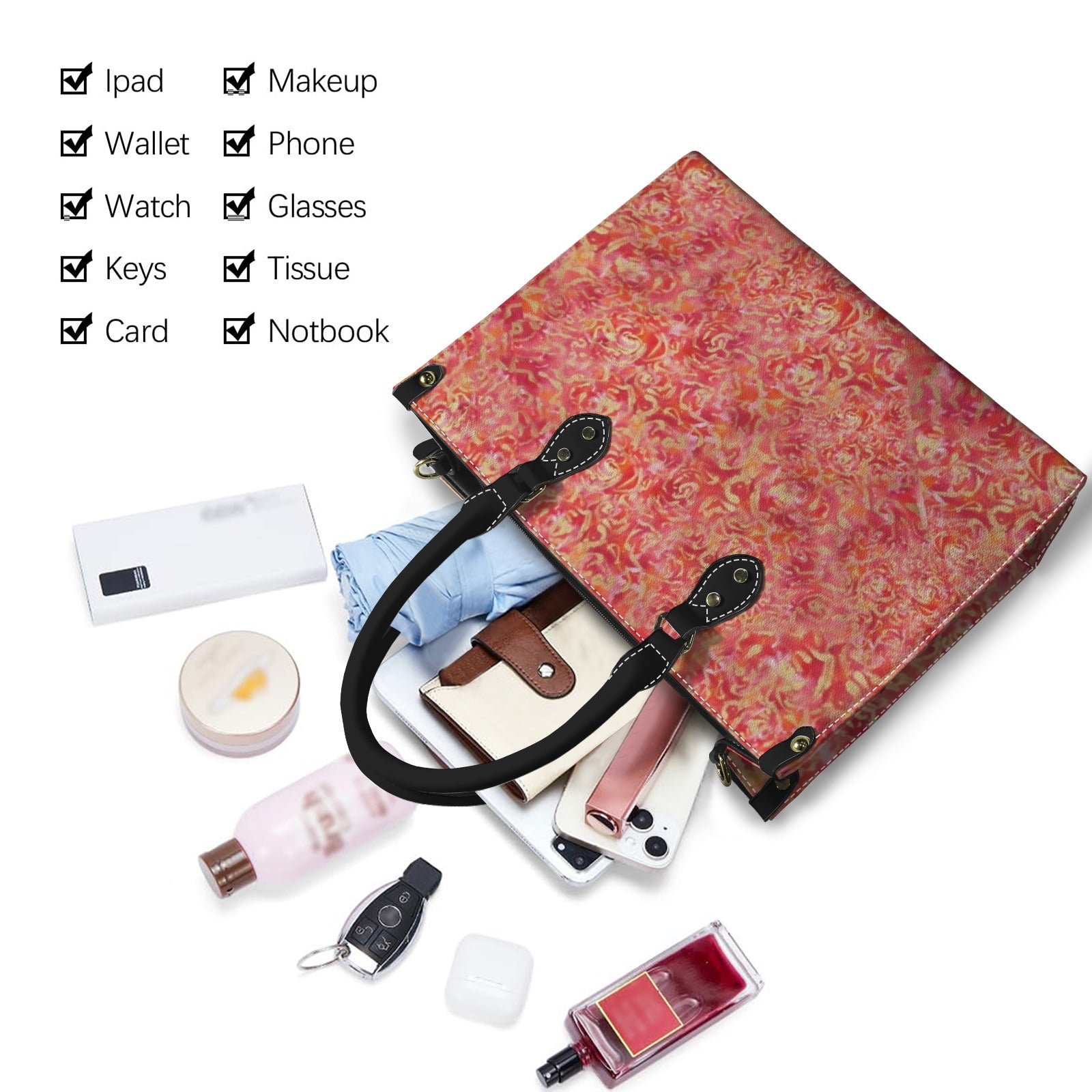 Red Roses Large Handbag Tote — Back Alley Exclusive