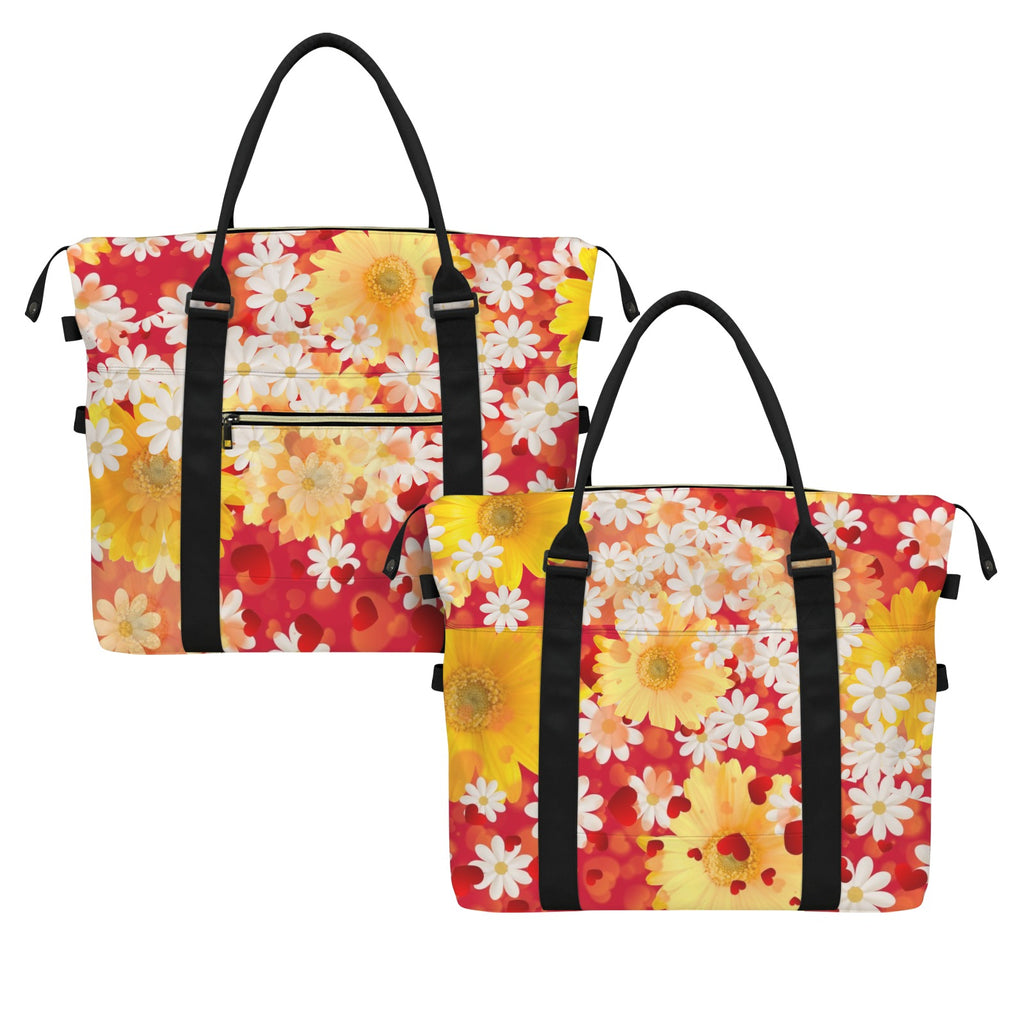 Hearts & Daisies Large Travel Bag - Carry-On with Trolley Sleeve