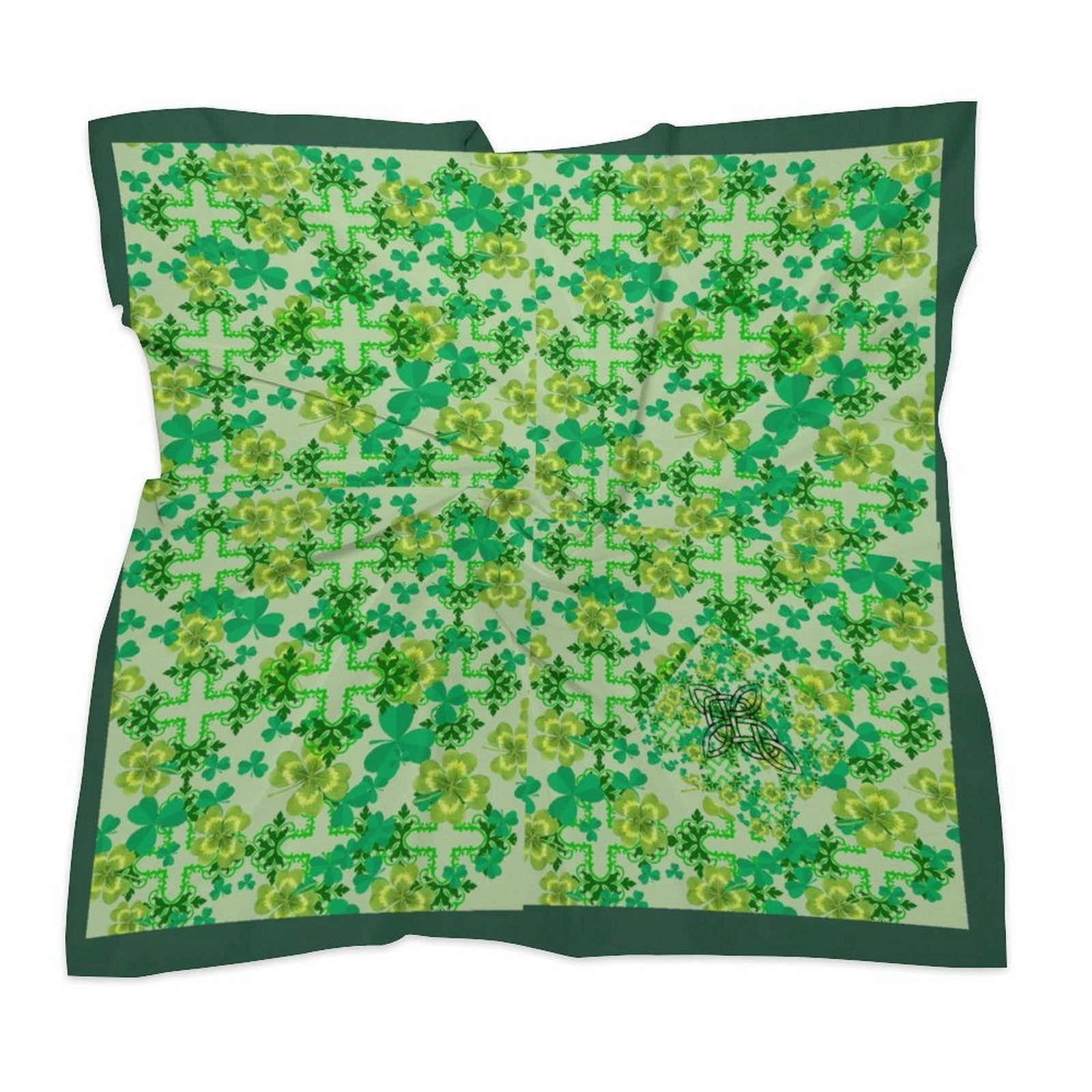 Clover and Celtic Crosses Print Scarf — Back Alley Exclusive