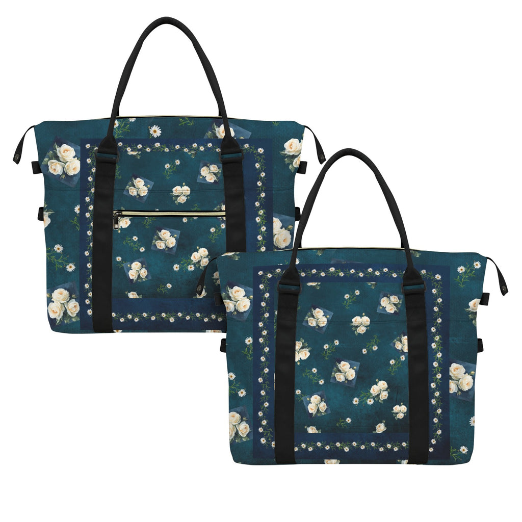 Floribunda and Indigo - Large Travel Bag with Trolley Sleeve - Back Alley Exclusive