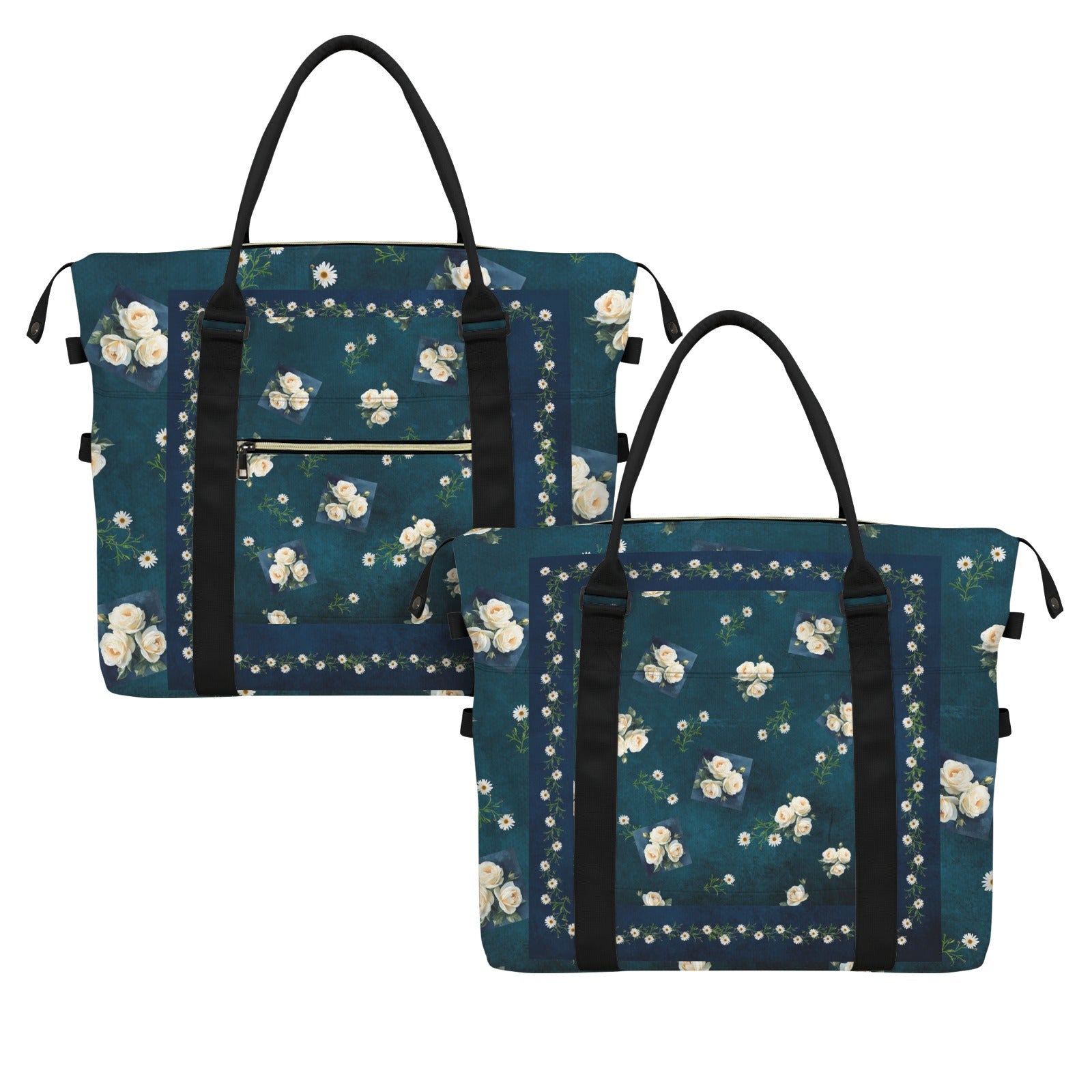 Floribunda and Indigo - Large Travel Bag with Trolley Sleeve - Back Alley Exclusive