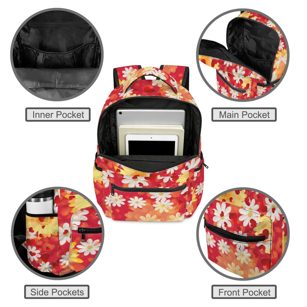 Hearts and Daisies Large Casual Backpack — Back Alley Exclusive