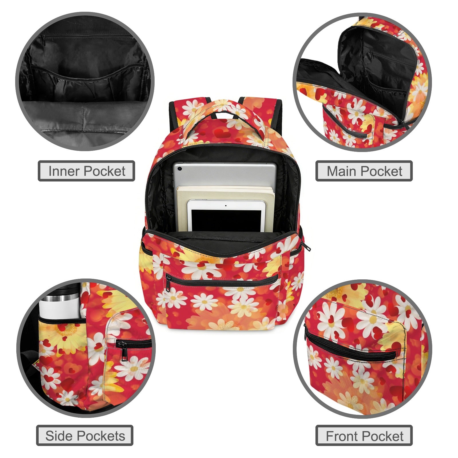 Hearts and Daisies Large Casual Backpack — Back Alley Exclusive