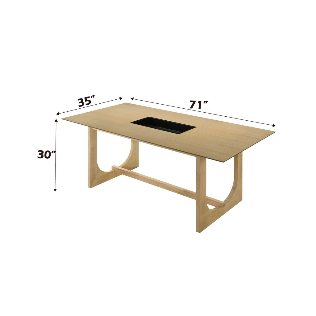Blayde Natural Wood Dining Table with Double U-Shaped Base - Light Brown