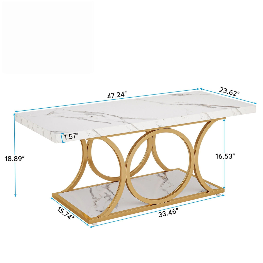 Rectangle Coffee Table, 2 Tier With Geometric Legs