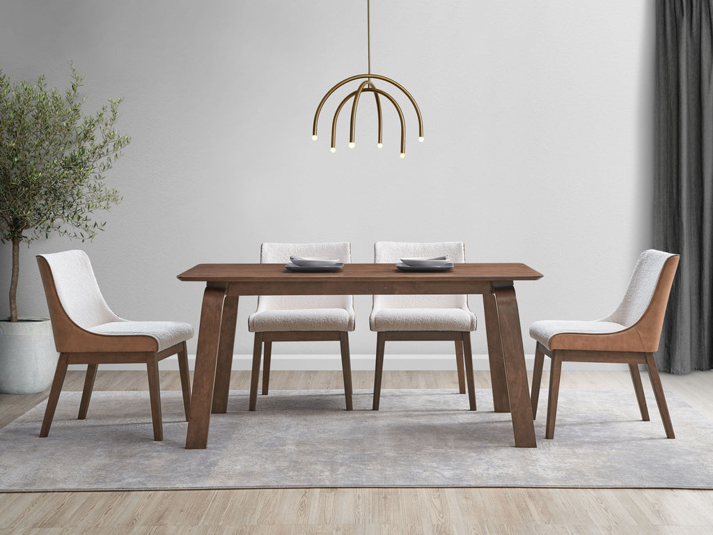 Ginny Walnut Dining Table with Modern Rectangular Design - Dark Brown