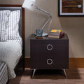 Espresso Wood Accent Nightstand with Storage Drawers - Dark Brown