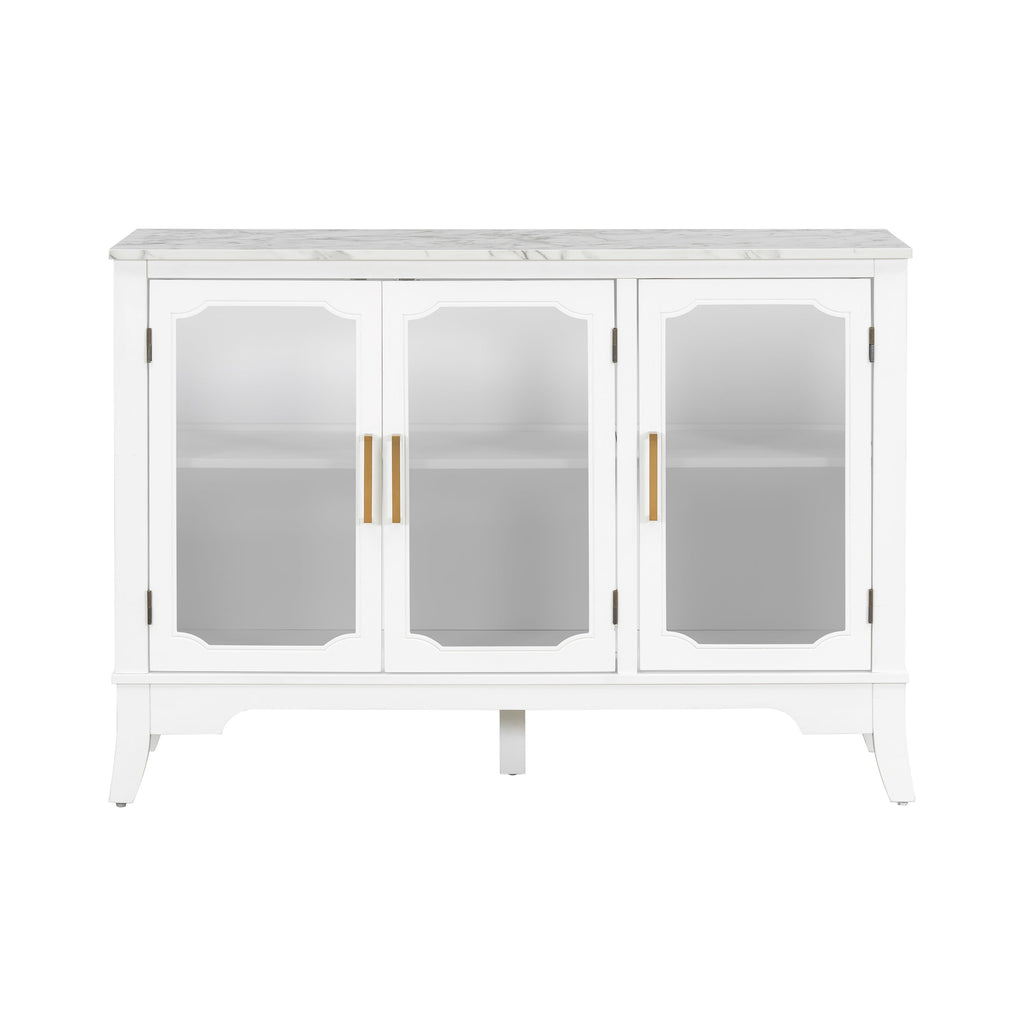 Storage Cabinet 3 Doors Stylish Style White