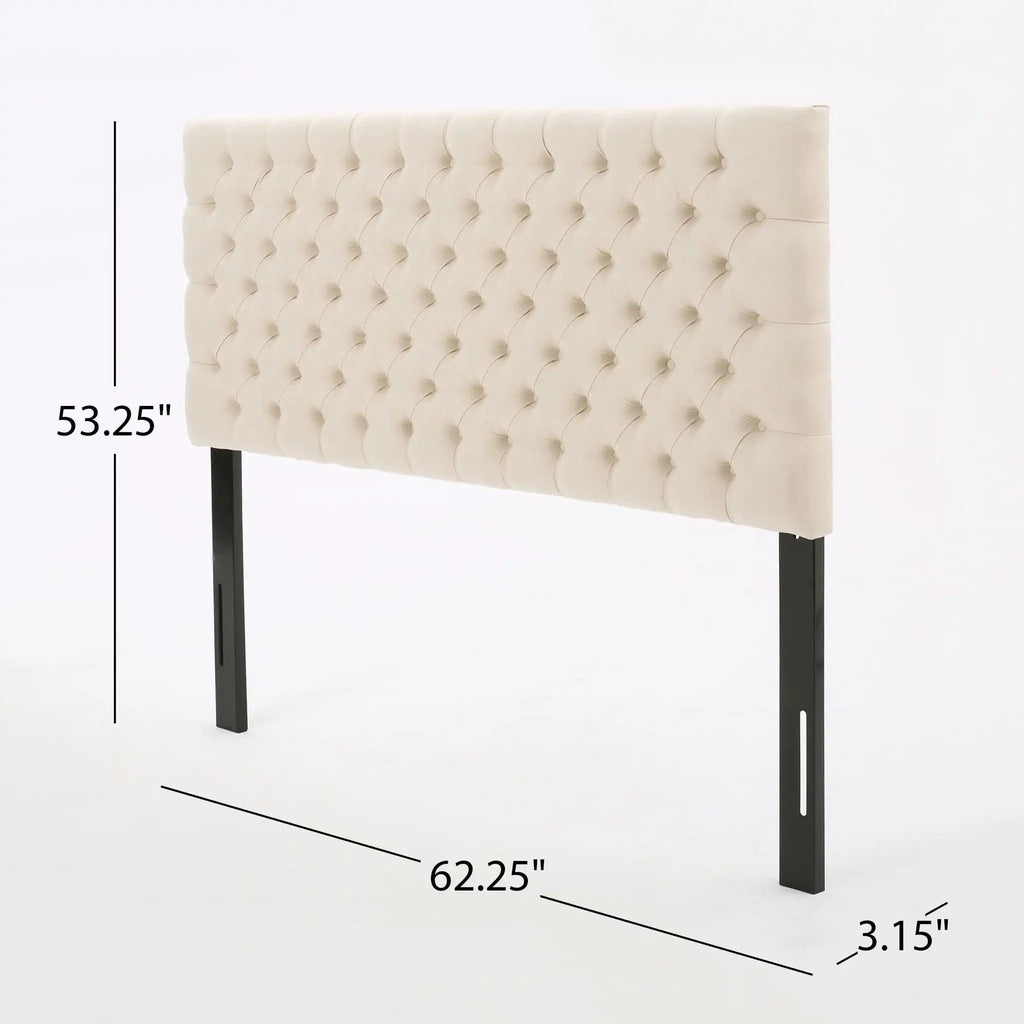 Annecy Contemporary Upholstered Headboard with Diamond Tufting and Adjustable Height - Queen