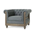 Fabric Upholstered Club Chair With Scrolled Tuxedo Arms