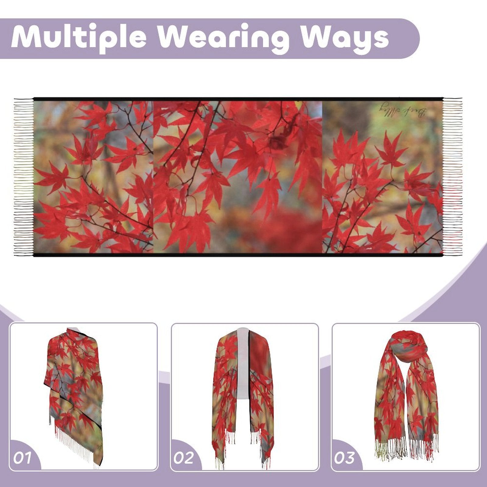 "Kyoto" Tassel Scarf - Cashmere-Feel 79"×28"