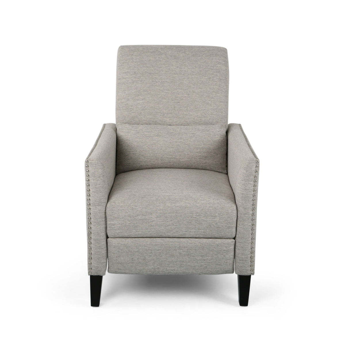 Kiersten Contemporary Fabric Pushback Recliner with Nailhead Trim - Gray, Light Blue, or Beige