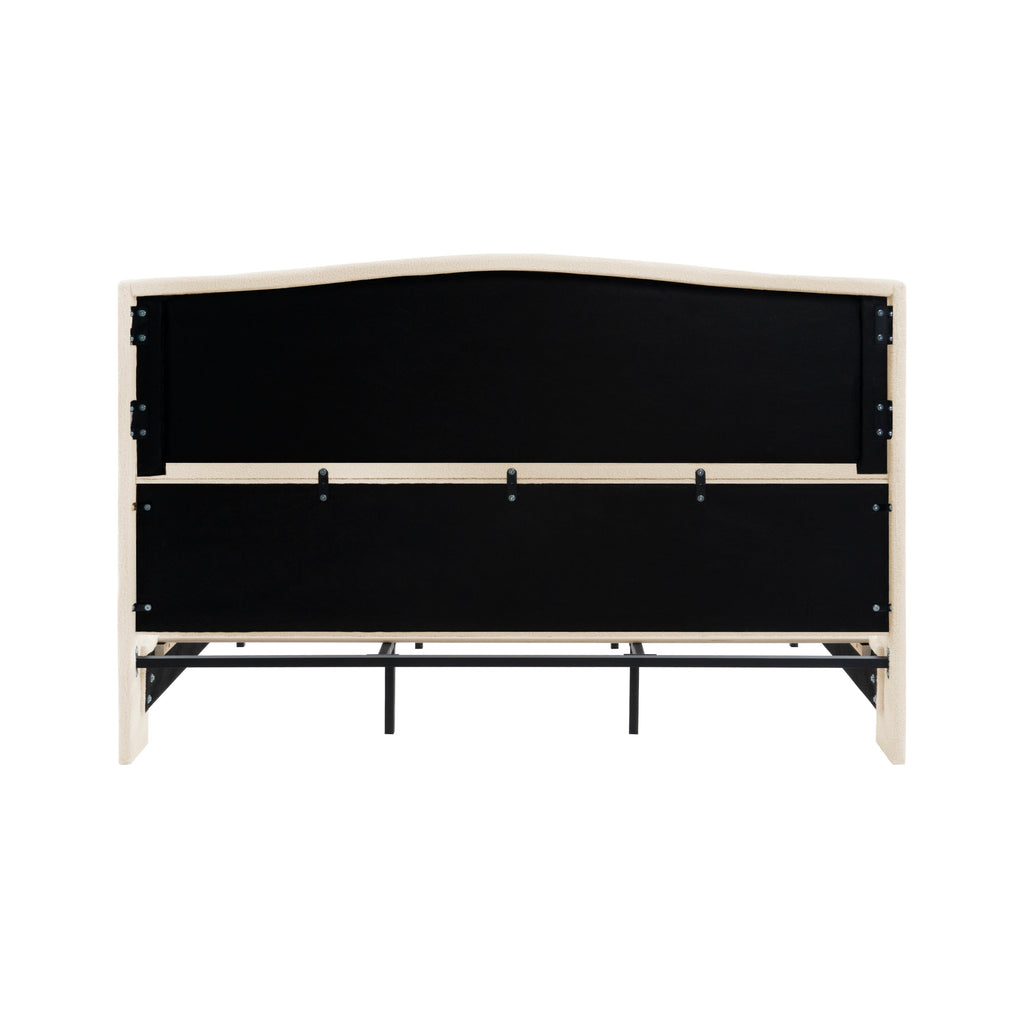 King Size Bed Frame with Upholstered Teddy Velvet Headboard