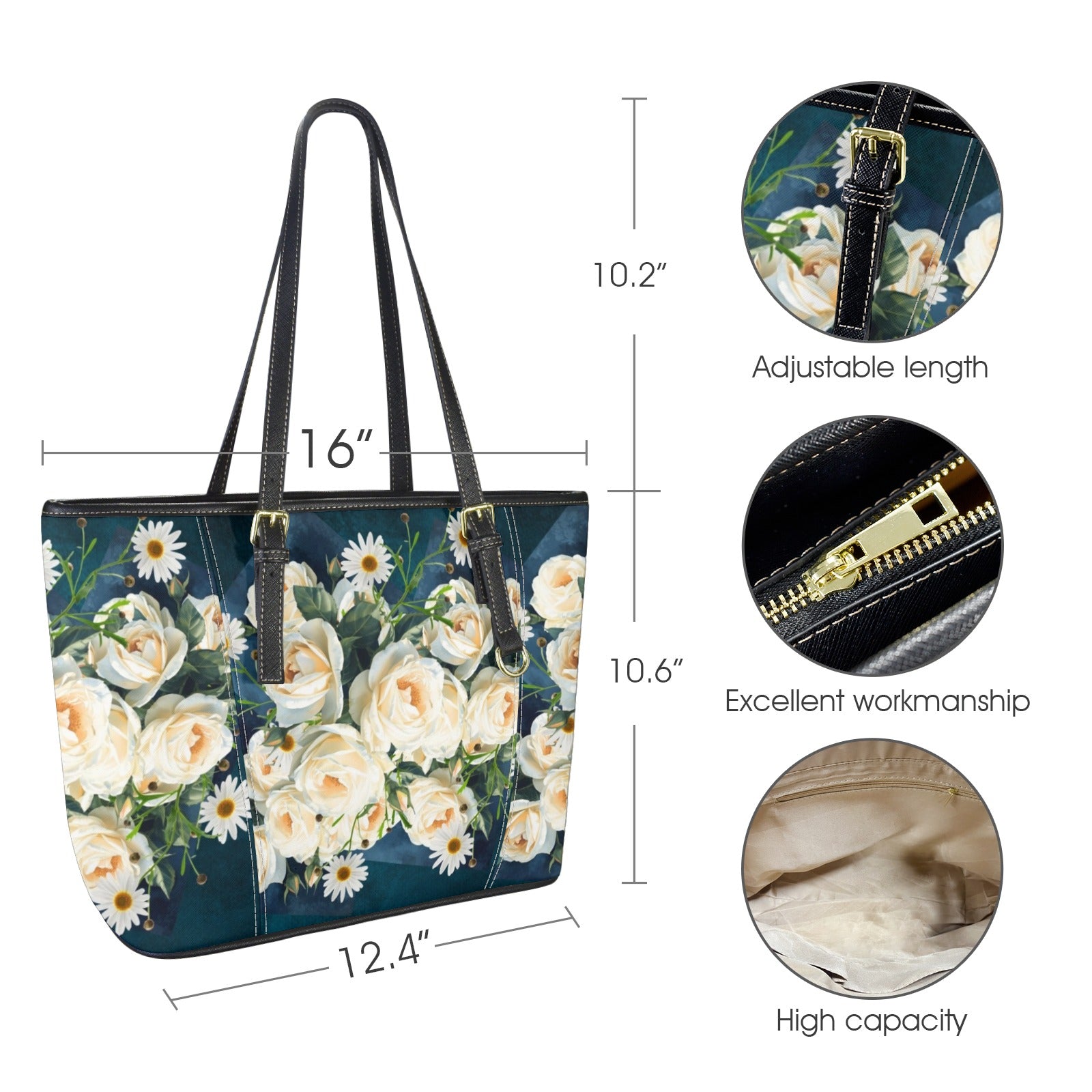 Cream Roses Small Tote Bag — Back Alley Exclusive