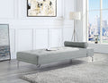 Gray Velvet Sofa Bed with Pillow - Convertible Chaise