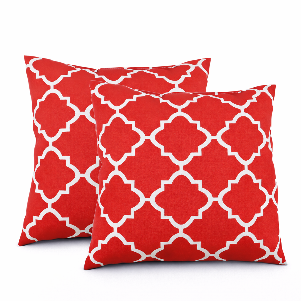 2 Pack Outdoor Throw Pillows, Waterproof & Fade-Resistant Patio Cushions (18x18 Inch, Plaid Red)