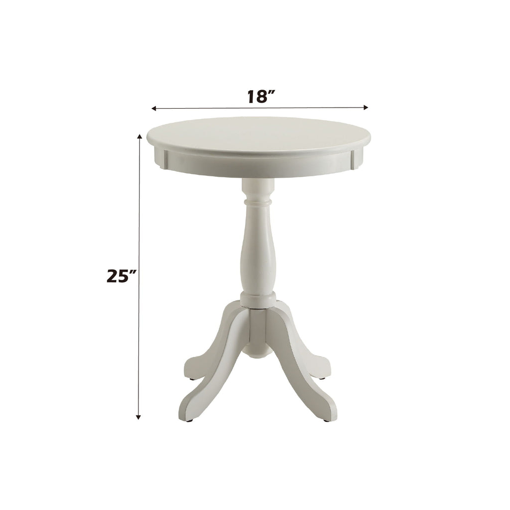 White Wooden Accent Table with Turned Pedestal - Alger