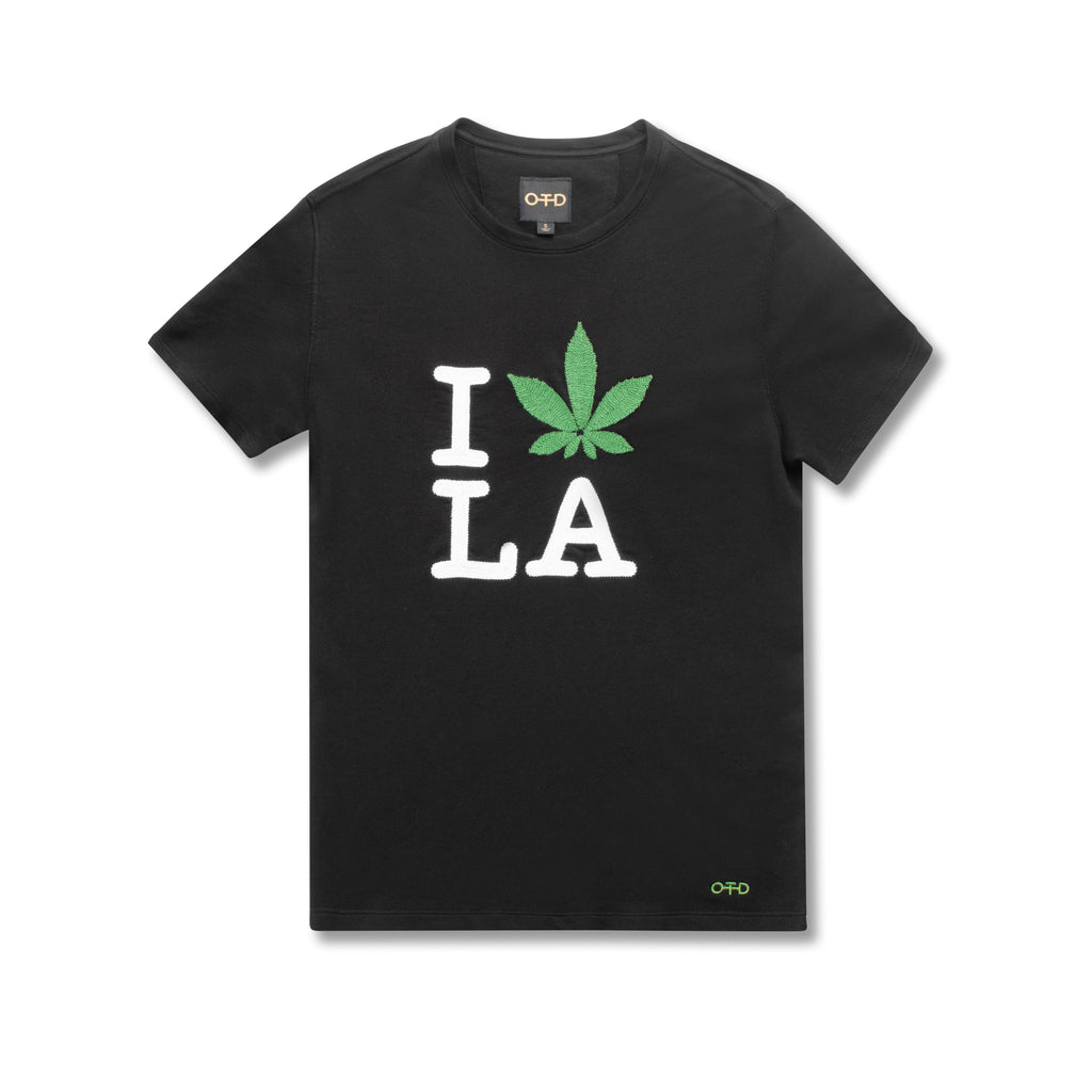 Embroidered la Loves Weed Short Sleeve Sweatshirt