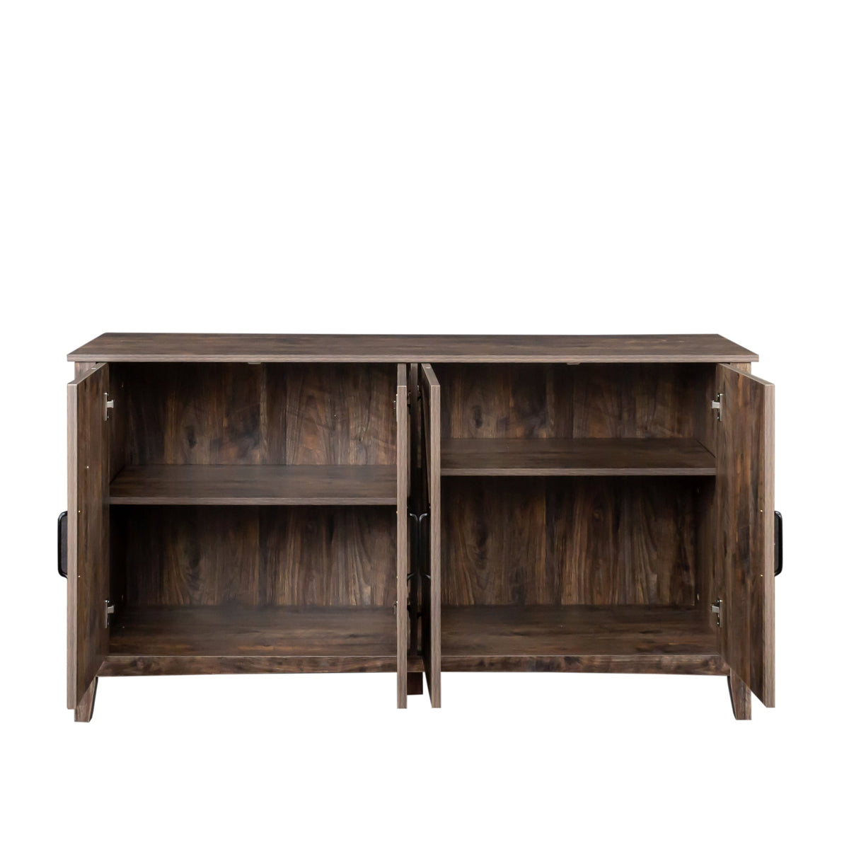 Cabinet with 4 Doors and 4 Open Shelves Freestanding Sideboard - Melamine Finish