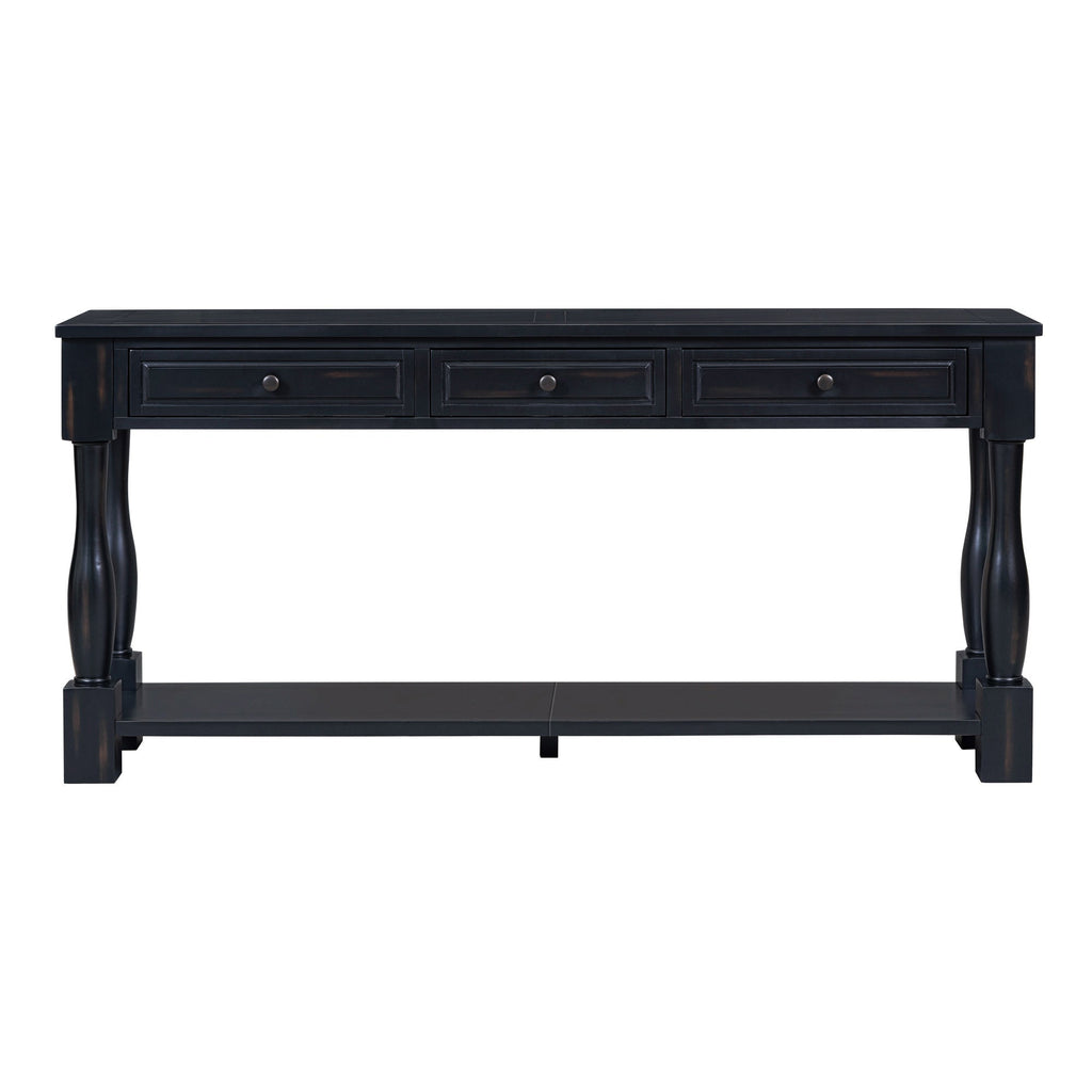63" Console Table with Drawers and Shelf - Espresso