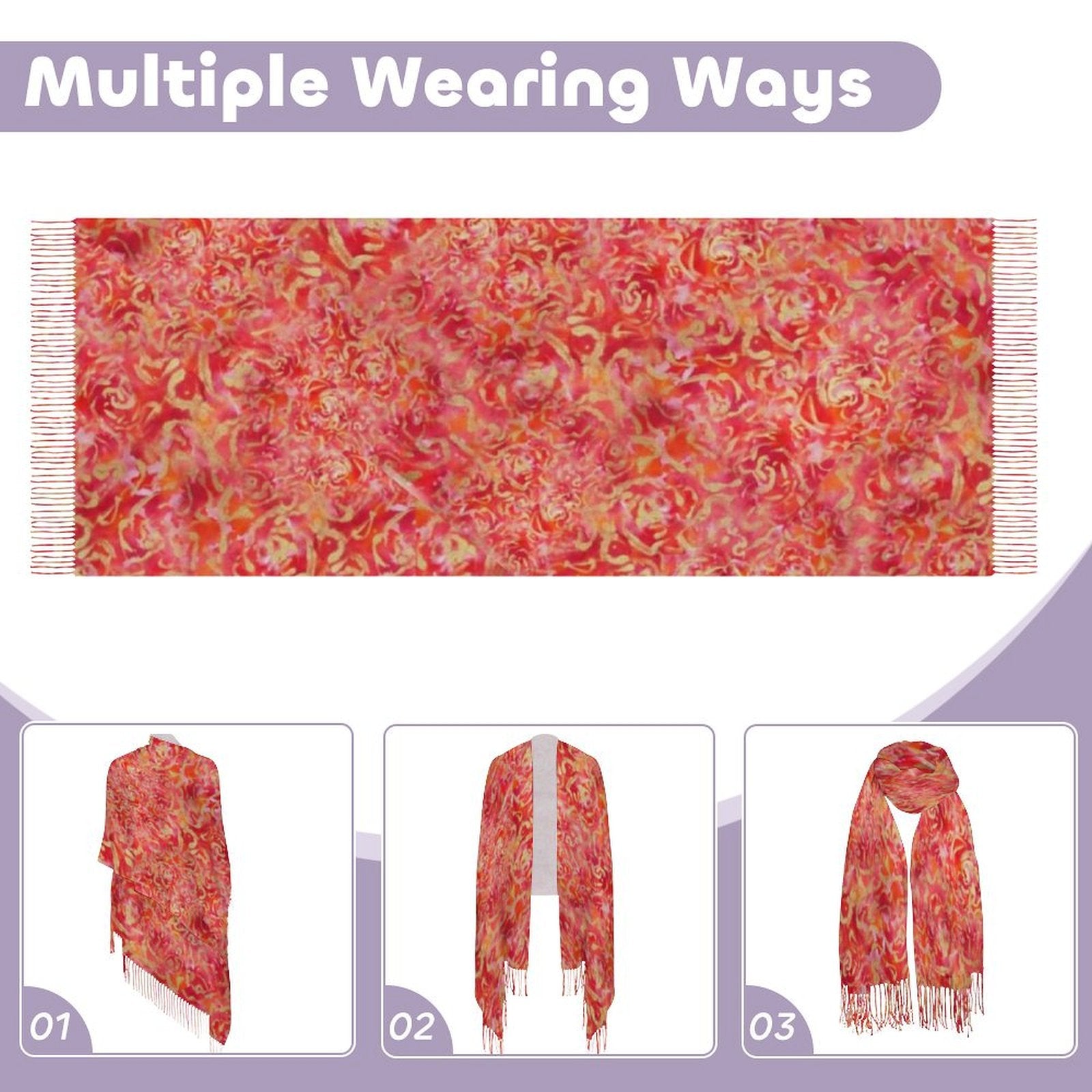 All Red Roses Tassel Scarf - TSteele.Art/Design