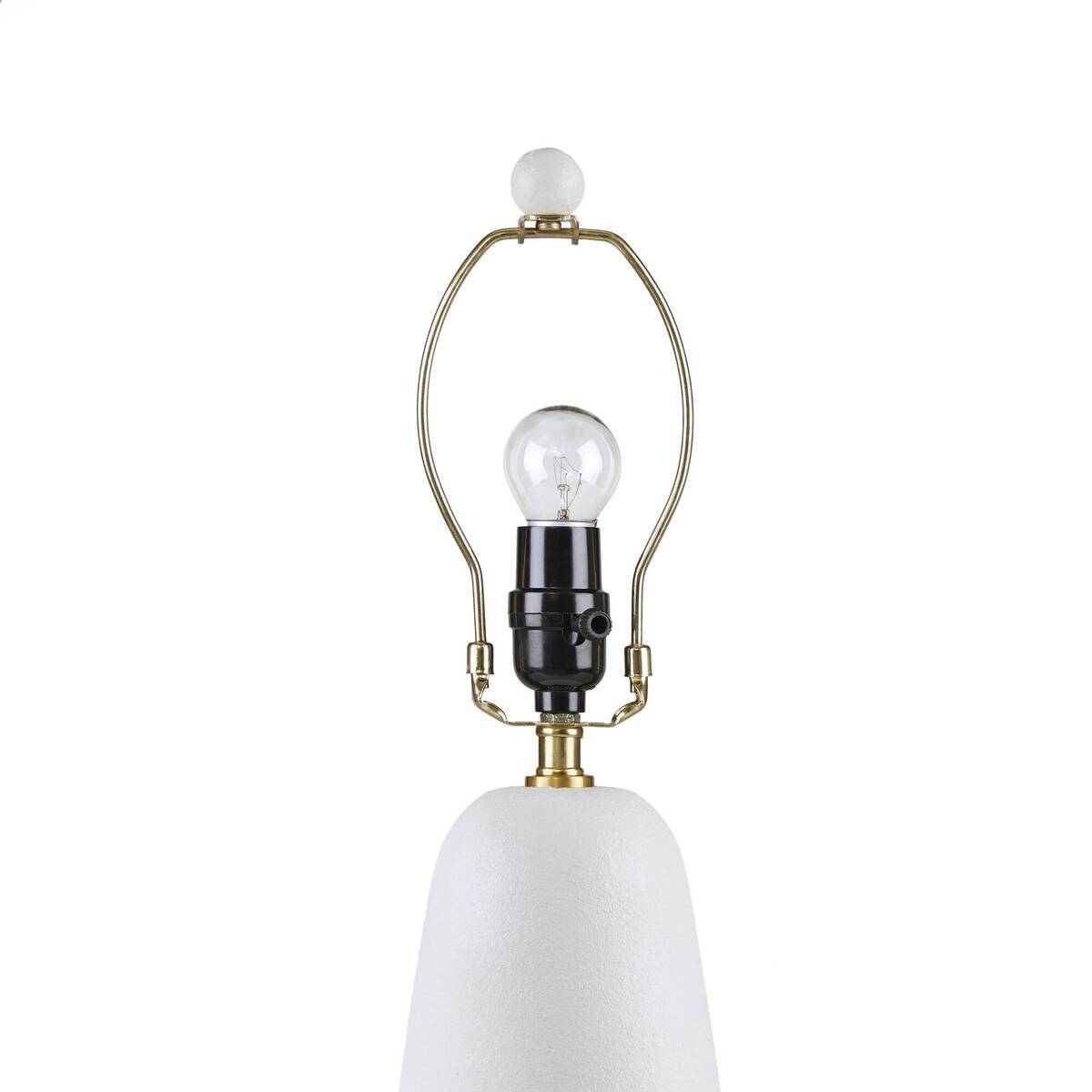Textured Ceramic Table Lamp with Fluted Fabric Shade - White