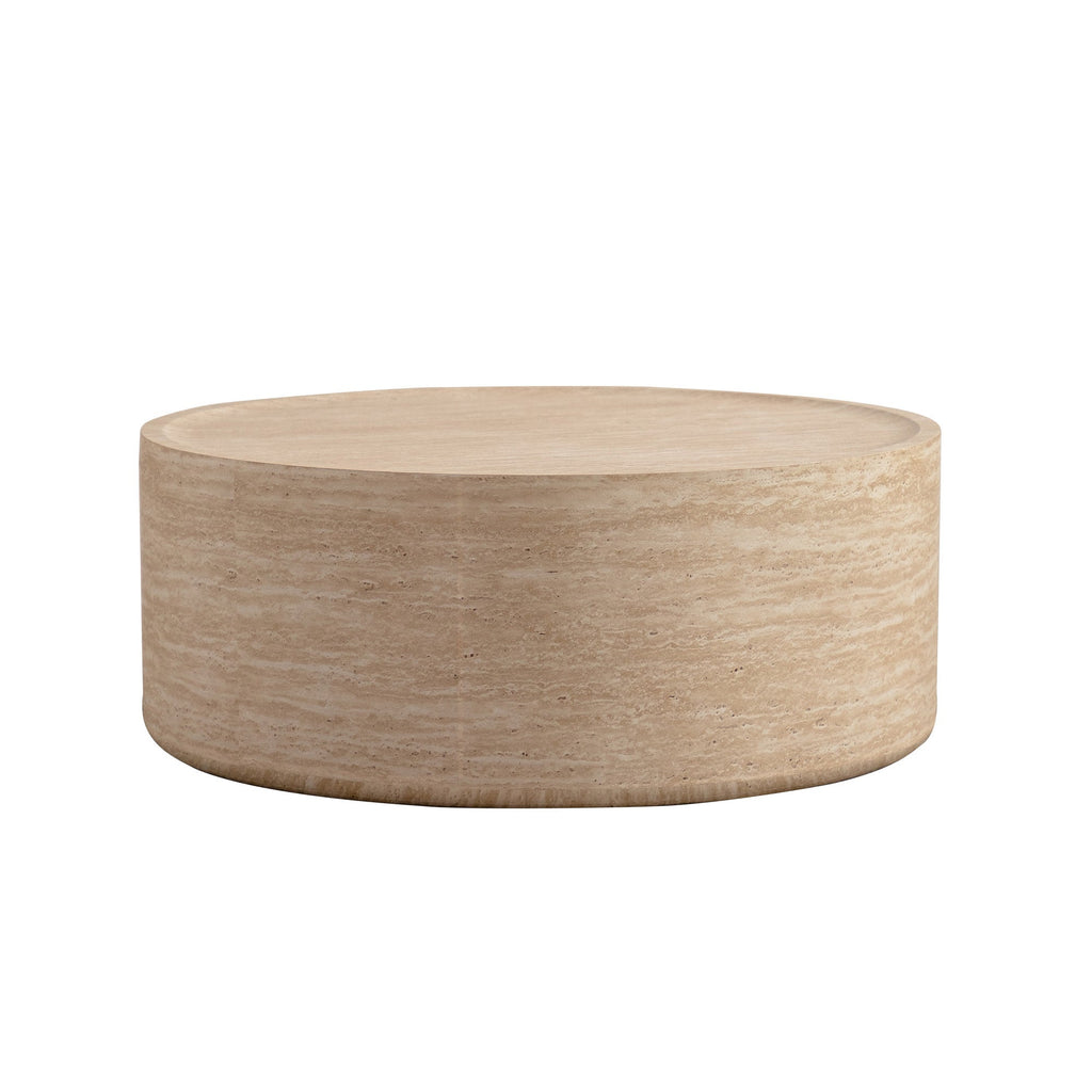 31.5'' Round Coffee Table with Mars Pattern Top - Beige