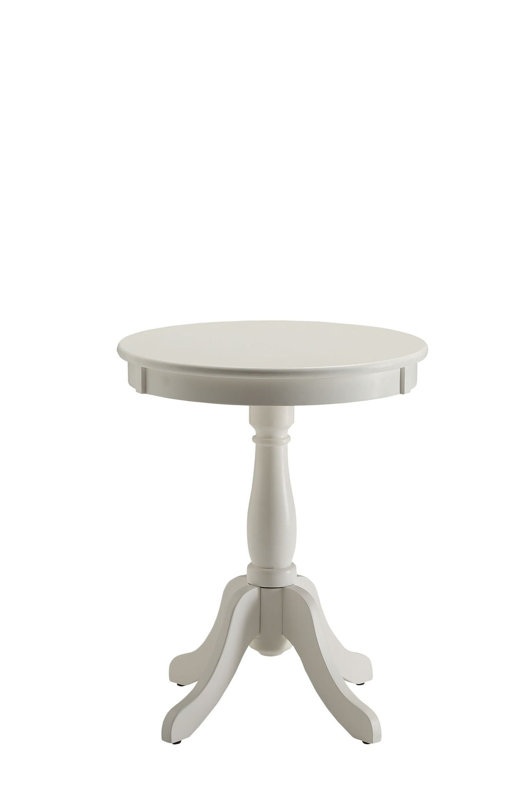 White Wooden Accent Table with Turned Pedestal - Alger
