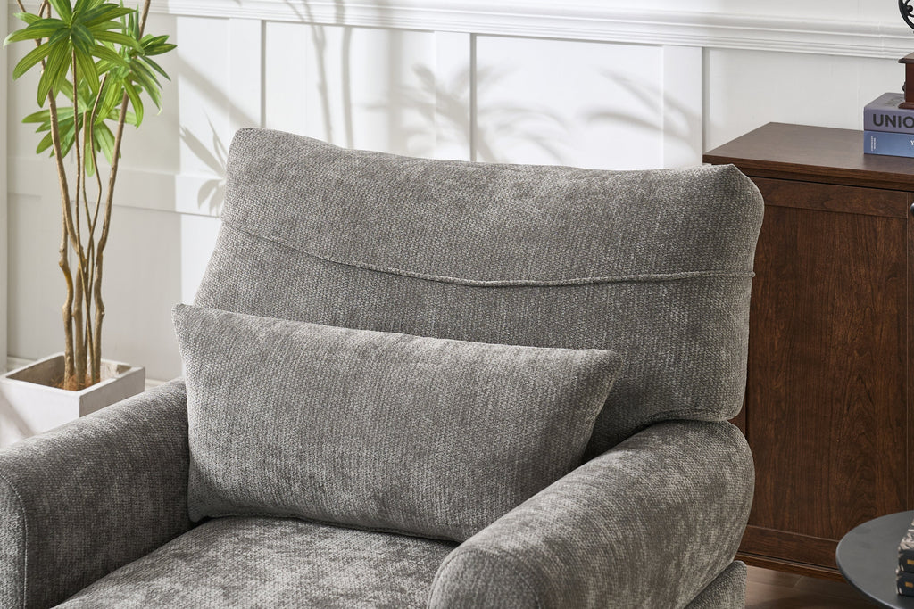 Modern Grey Upholstered Chaise Lounge Sofa Recliner with Solid Wood Frame - Grey