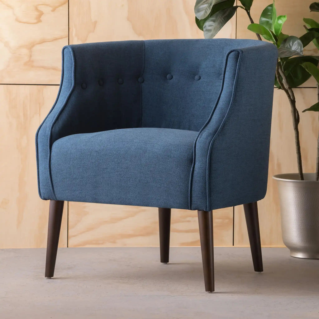 Contemporary Upholstered Club Chair with Button Tufting - Blue, Light Blue, Green, Beige