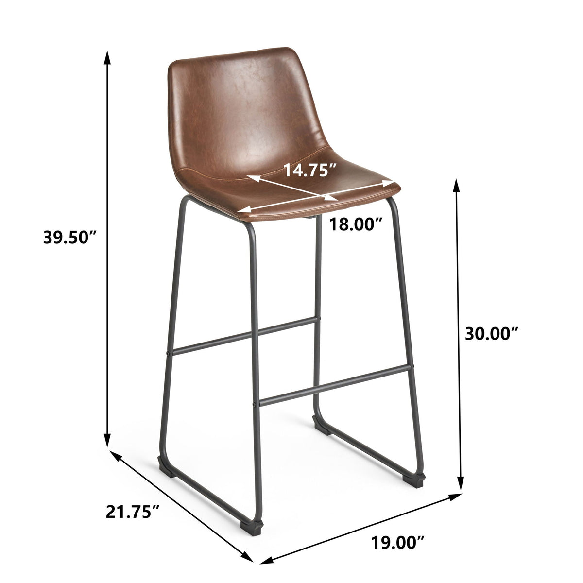 Vintage Brown Barstool with Upholstery and Foot Rail