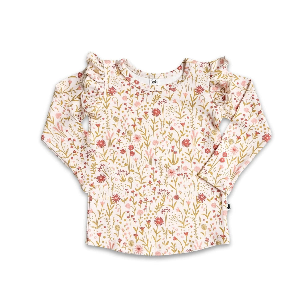 Baby Bamboo Ruffle Shoulder Long Sleeve Shirt | Meadow Muse