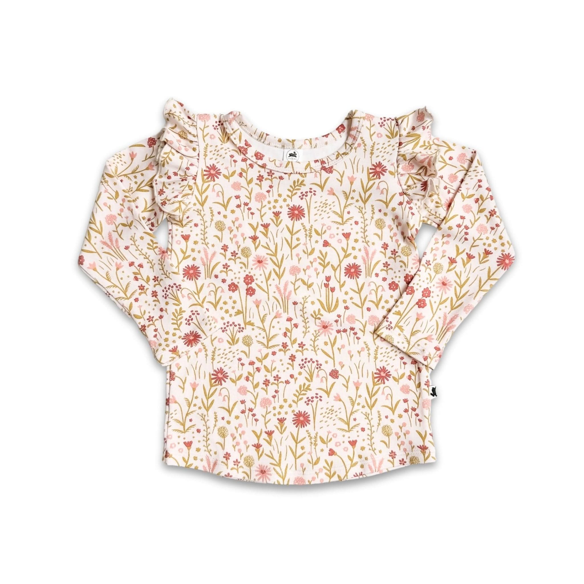 Baby Bamboo Ruffle Shoulder Long Sleeve Shirt | Meadow Muse