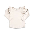 Baby Bamboo Ruffle Shoulder Long Sleeve Shirt | Cream