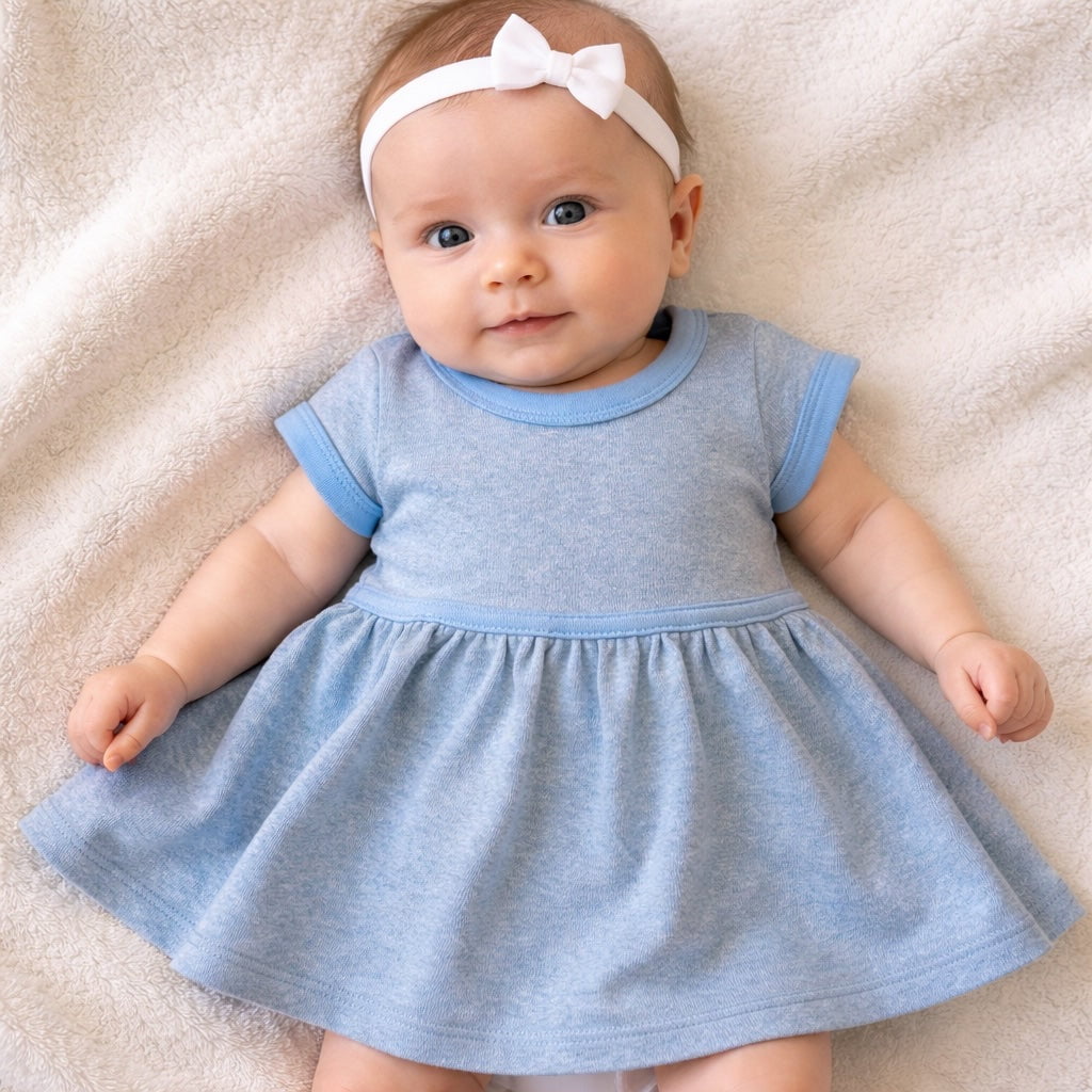 short sleeve twirl dress | periwinkle colorblock