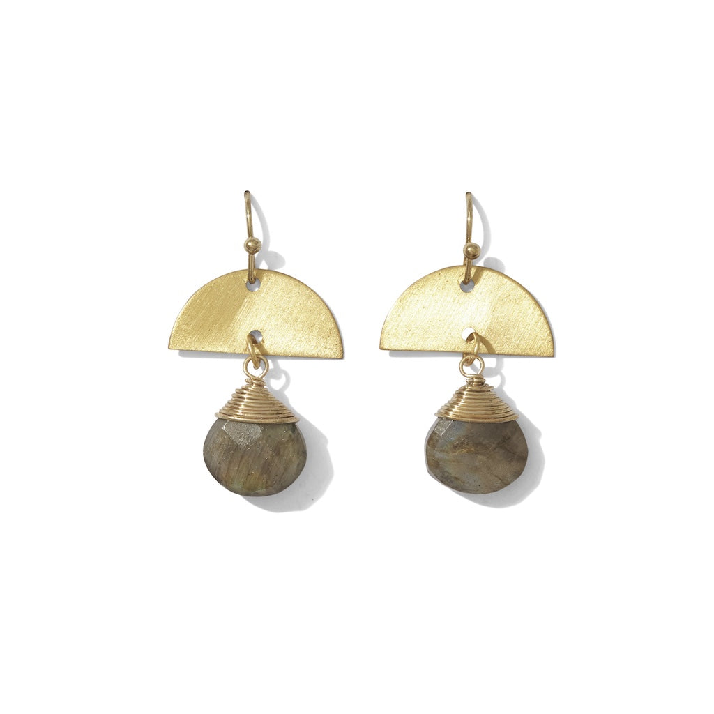 Labradorite Moon Earrings