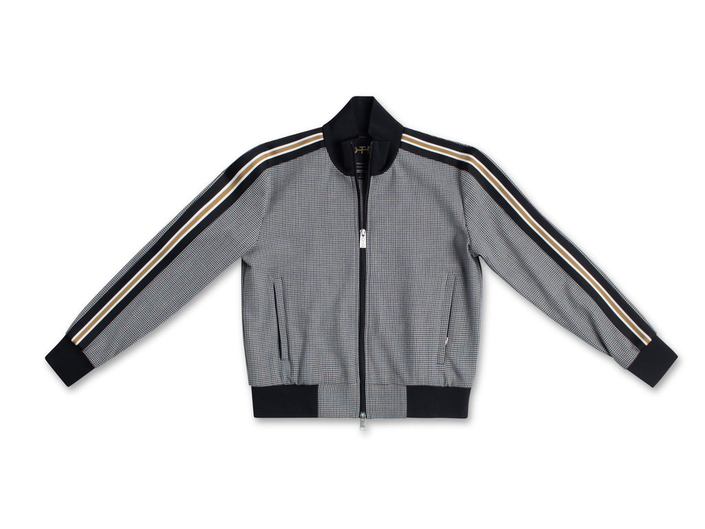 Houndstooth Track Jacket With Side Tape Detail