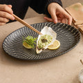 Luxury Ceramic Serving Plate – 11" Black Rectangular Porcelain Dish