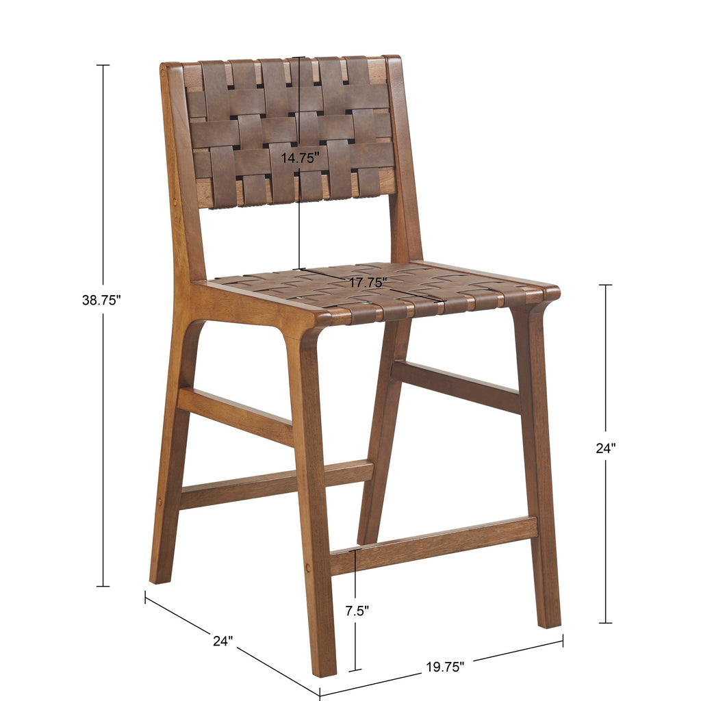 Nebuluxe Faux Leather Woven Counter Stool