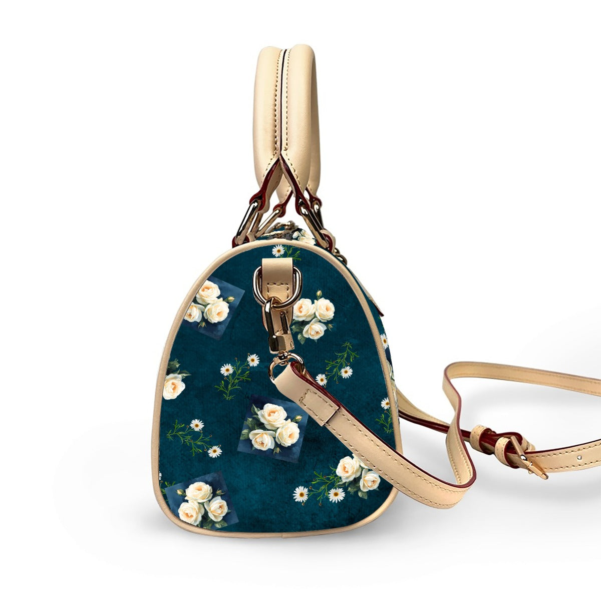 Floribunda and Indigo - Barrell Handbag -Dark