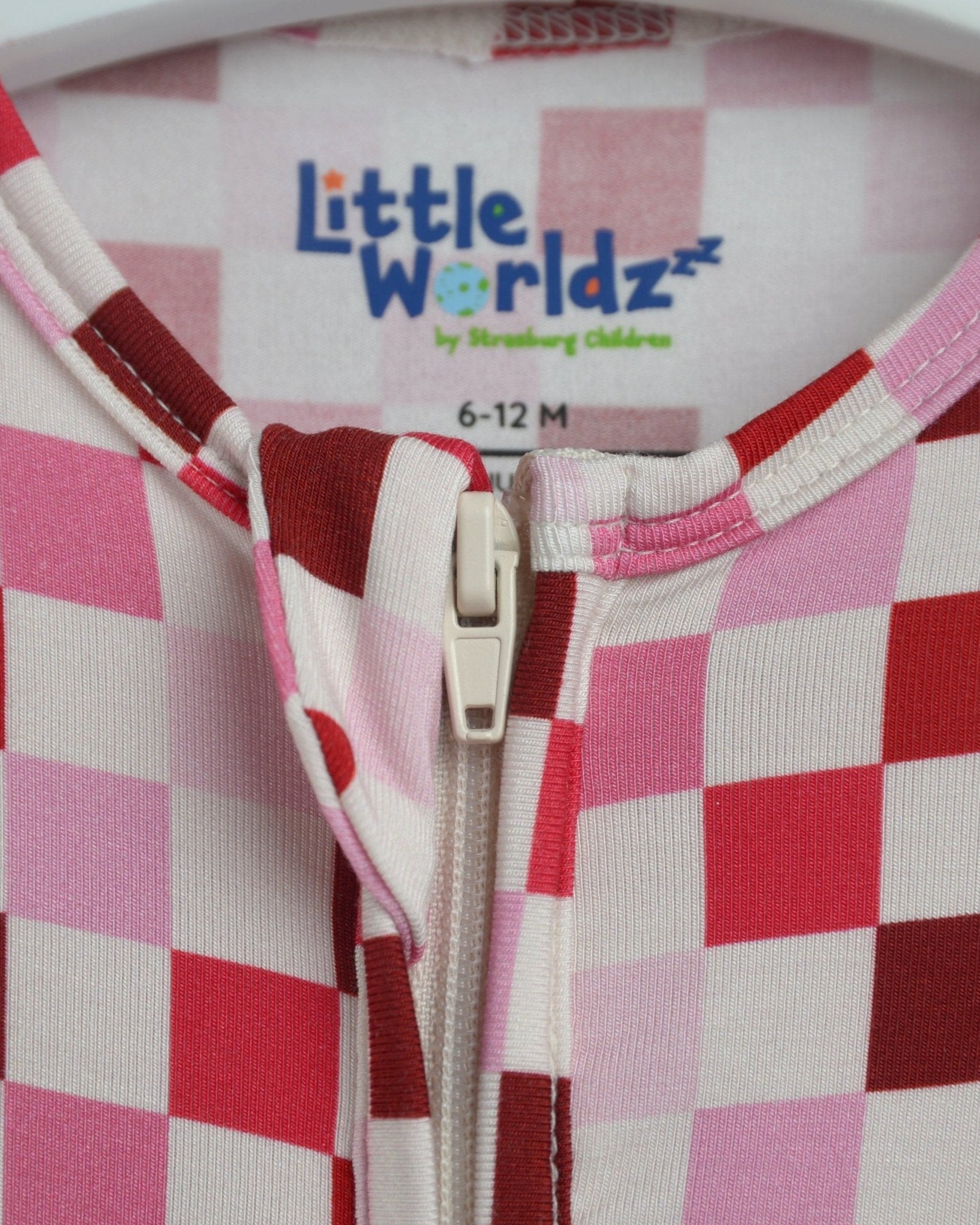 Pink Checkered Zipper Footie