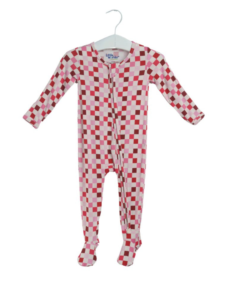 Pink Checkered Zipper Footie