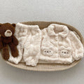 MyKids-USA® Baby Little Bear Plush Cardigan Combo Long Pants Sets In