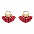 Red Raffia Fan Earrings