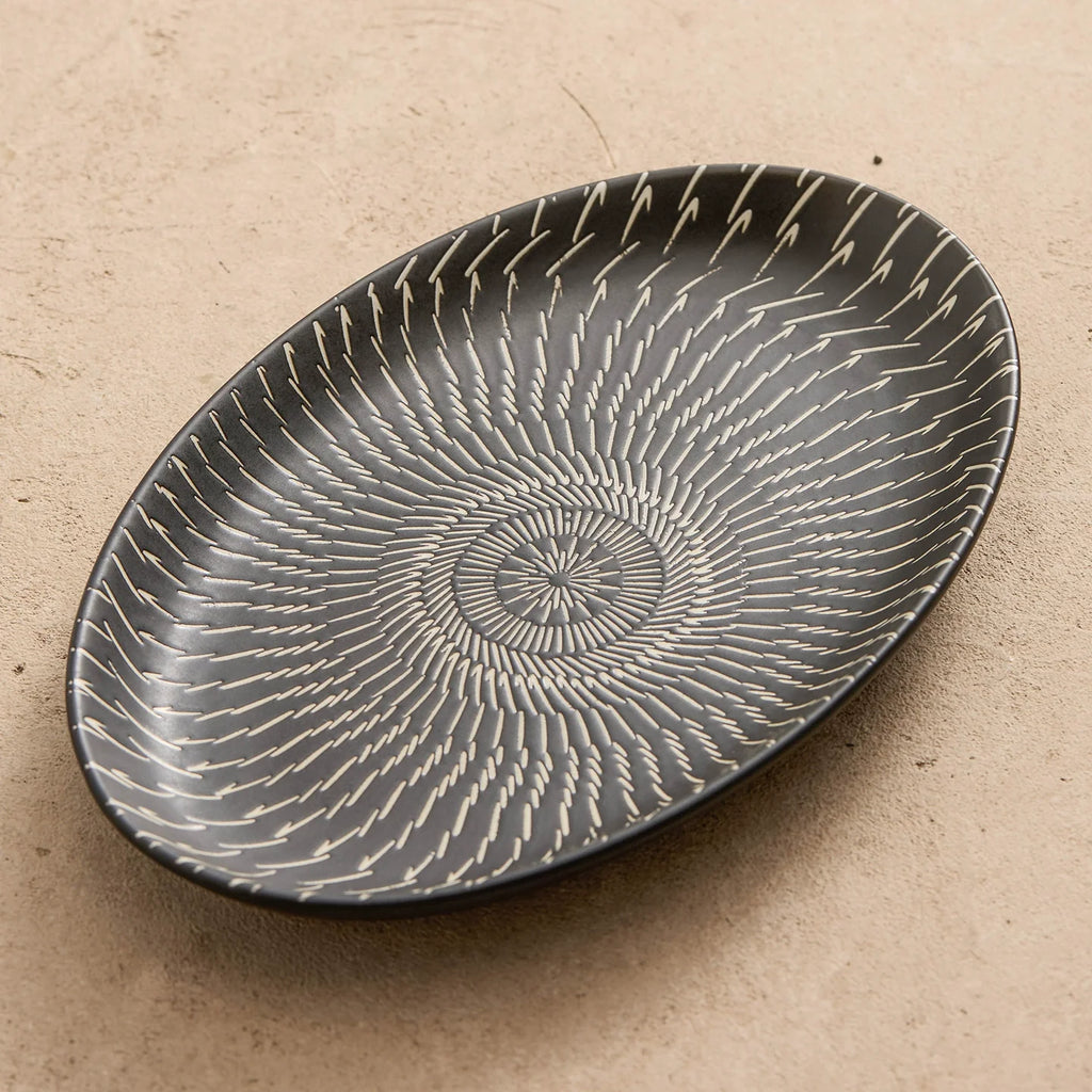 Luxury Ceramic Serving Plate – 11" Black Rectangular Porcelain Dish