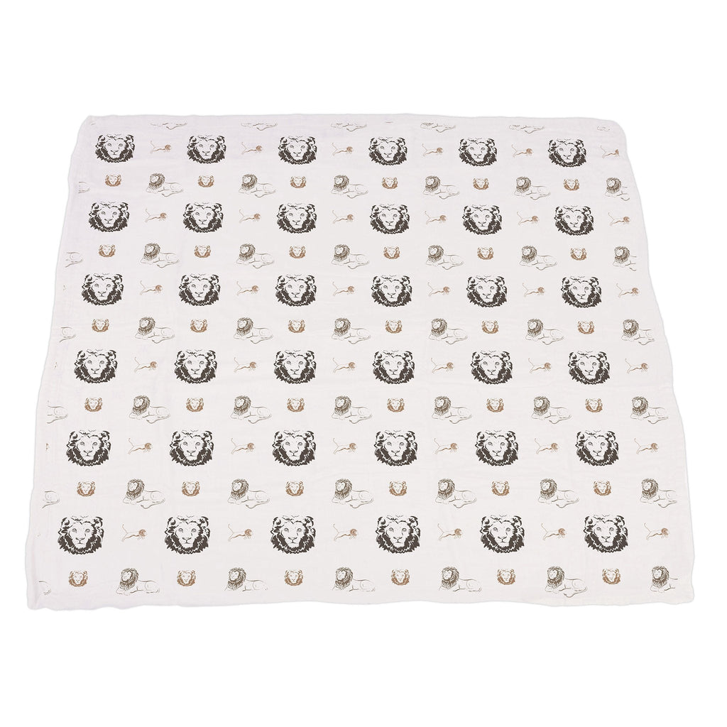 Hear Me Roar Lion and Rhinos and Elephants Bamboo Newcastle Blanket