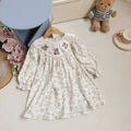 MyKids-USA® Girls Flowers and Teddy Bears Pattern Long Sleeves Dress