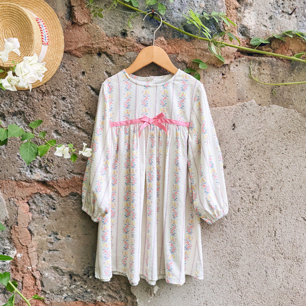 MyKids-USA® Baby Kids Girls Floral Pattern Long Sleeves Crew Neck Dress