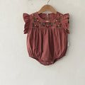 MyKids-USA® Baby Girls Fly Sleeves Flowers Pattern Embroidered Bodysuit