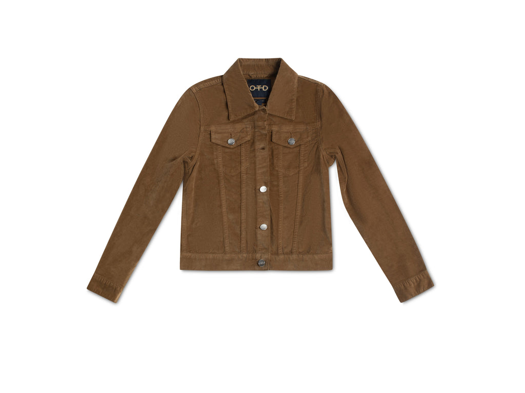 Stretch Velvet Jean Jacket (Sandalwood)